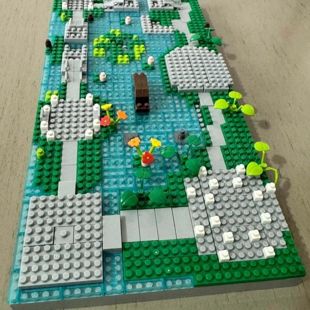 LEGO Custom Garden Pond Diorama Built Display Loose Parts MOC Incomplete